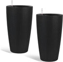 2Pack 22" High Modern Plant Pots Planter-Self-Watering Indoor/Outdoor Planting with Drain Holes, Water Level Monitor, Inner Bucket for Front Porch Patio, Black Rattan Conical by CozyNest Decor