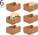 mDesign Woven Farmhouse Kitchen Pantry Food Storage Organizer Basket Bin Box - Container Organization for Cabinets, Cupboards, Shelves, Countertops - Store Potatoes, Onions, Fruit, 6 Pack, Camel Brown by CozyNest Decor