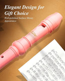Eastar Soprano Recorder Instrument for Kids Beginners, German Fingering C Key with Cleaning Kit, Thumb Rest, Cotton Bag, Fingering Chart, ERS-21GP, Pink, School-Approved by TinyTreasures Baby Boutique
