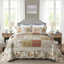 NEWLAKE Cotton Patchwork Bedspread, 3-Piece Bedding Quilt Set with Real Stitched Embroidery, Reversible Matelasse Bed Coverlet Set,Floral Paisley Grid with Lace,Queen Size by CozyNest Decor
