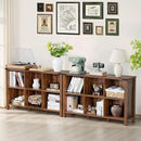 Farmhouse 6 Cube Book Shelf, Wood 3 Tier Storage Organizer Bookshelf, Brown Walnut 47" Horizontal Cubby Bookcase with Legs, Rustic Entryway Book Case, Long Display Cabinet for Bedroom, Office by CozyNest Decor