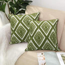 Alysheer Embroidered Decorative Throw Pillow Covers 18x18 inches Set of 2 Pieces, Boho Geometric Modern Chic Classic Pattern Cotton Cushion Cases for Sofa Couch Bed Living Room(Olive Green) by CozyNest Decor