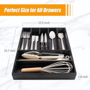 Bellsal Bamboo Silverware Drawer Organizer, Utensil Kitchen Drawer Organizer, Utensil Holder Cutlery Tray with Grooved Drawer Dividers for Kitchen Utensils and Flatware Bedroom Office (7 Slot, Black) by CozyNest Decor