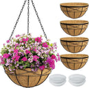 Hanging Planters for Outdoor Plants: 4 Pack 16" Hanging Baskets Flower Pots with Coco Liners & Plastic Saucer Extra Large Deep Hanging Plant Holder for Porch Balcony Garden Décor by GreenHaven Gardens