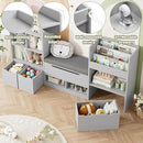 FOTOSOK 72” Kids Bookshelf with Reading Nook, Large Toy Storage Organizer with Seat Cushion and 3 Movable Drawers, Kids Reading Nook Toy Organizers and Storage with Bench for Living Room, Grey by CozyNest Decor