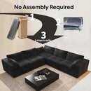 118" V Shaped Corner Modern Sofa Modular Sectional Cloud Couch,Deep Seat Upholstered Couches with Plush Corduroy Fabric for Living Room Furniture,Bedroom and Apartment,No Assembly Required,Black by CozyNest Decor