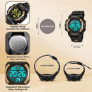 Kids Watch,Boys Watch for 3-15 Year Old Boys,Digital Sport Outdoor Multifunctional Chronograph LED 50 M Waterproof Alarm Calendar Analog Watch for Children with Silicone Band,Kids Gift by TinyTreasures Baby Boutique