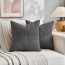 Fancy Homi 2 Packs Dark Gray Decorative Throw Pillow Covers 18x18 Inch for Living Room Couch Sofa, Rustic Farmhouse Boho Home Decor, Soft Corss Corduroy Patchwork Textured Square Cushion Case 45x45 cm by CozyNest Decor