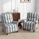 UIXE Pushback Recliner Chairs Set of 2, Fabric Overstuffed Armchair Push Back Accent Chair for Living Room, Rivet Trim Club Chair Home Theater Bedroom Side Reading Seats - Strip Navy by CozyNest Decor