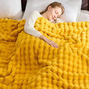 NEWCOSPLAY Faux Fur Twin Blanket Mustard Yellow Bubble Blanket Thick Warm Soft for Couch Sofa Bed 550GSM (Mustard Yellow, Twin(60"x80")) by CozyNest Decor