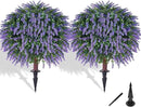 Artificial Lavender Topiany Ball Trees Set of 2,17” Resistant Fake Evergreen Shrubs with Ground SpilRealistic Outdoor Indoor Plants for Garden Porch Maintenance-Free Potted by GreenHaven Gardens