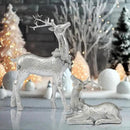 DN DECONATION Christmas Reindeer Figurines, Winter Deer Small Statues Decor, Silver Decorative Reindeer Sculptures, Resin Xmas Holiday Home Décor Accents for Office Living Room & Bedroom 2PCS by CozyNest Decor
