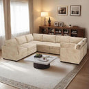 HOOOWOOO Modular Sectional Sofa,7 Pieces Sectional Couches for Living Room,131X98 U Shaped Cloud Couch Set(Beige Velvet Corduroy) by CozyNest Decor