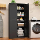 71" Tall Metal Pantry Cabinet, Black Kitchen Pantry Storage Cabinet with 4 Adjustable Shelves and Gold Handles, Cupboard for Kitchen, Dining Room, Living Room, Bathroom by CozyNest Decor