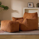 Oversized Bean Bag Chaise Lounge Chair Indoor for Adults with Armrests & Ottoman - Giant Comfy Orange Beanbag Floor Sofa Cloud Accent Chair for Reading, Gaming, Cozy Plush Cloud Mini Couch by CozyNest Decor