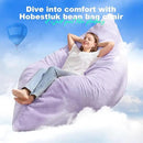 Hobestluk 3 in 1 Bean Bag Chair Giant Bean Bag Chairs for Adults with Plush Faux Fur Cover Convertible Bean Bag Floor Cushion with Machine Washable Cover for Living Room (Plush Purple) by CozyNest Decor