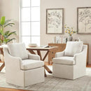 VKNOW Upholstered Dining Chairs Set of 2, Modern Kitchen Chairs Dinner Chairs with 4 Casters, Linen Armchair for Bedroom Reading Room Living Room, Beige by CozyNest Decor
