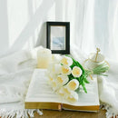 Mandy's Artificial Tulips 12 Stems White Partially Open PU Faux Flowers for Wedding Home Decor 13.5 Inch by CozyNest Decor