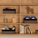 Large Shallow Organizing Baskets 15x11x5.1 Inches - Rope Woven Storage Bins for Bathroom, Shelves, Cube Closet, Black Woven Brown 2 Packs by CozyNest Decor