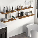 Fun Memories Floating Shelves - 16 Inch Rustic Brown Wall Shelf - Wall Mounted Shelves for Wall Decor Storage - Wooden Shelves with Invisible Brackets for Living Room, Bedroom, Kitchen, 2 Pack by CozyNest Decor