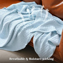 PHF 100% Cotton Waffle Weave Blanket King Size, Soft Lightweight Breathable Cozy Summer Blankets for Bed, Luxury Aesthetic Woven Bedding for Home Decor, 108"x90", Baby Blue by CozyNest Decor