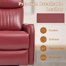Manual Swivel Rocker Recliner Chair for Adults, Overstuffed Reclining Glider Chair for Nursing with Vibration Massage & Heat, Living Room Rocking Recliner 2-Stage backrest, Faux Leather Red by CozyNest Decor