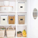 Vtopmart 4 PCS Large Food Storage Containers 5.2L / 175oz, 4 Pieces BPA Free Plastic Airtight Canisters for Flour, Sugar, Baking Supplies, Rice with Lids, 4 Measuring Cups and 24 Labels, Black by CozyNest Decor