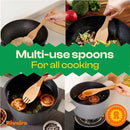 Riveira Cherry Wooden Spoons for Cooking Set of 6 – Natural Cherry Wooden Cooking Utensils, Wooden Spatula, Wooden Spoon - Premium Quality Wooden Utensil Set for Non-Toxic Cooking by CozyNest Decor