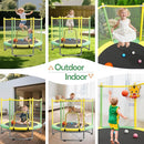 Kids Trampoline with Safety Net – 440lbs Capacity, Upgraded Rust-Proof Ring Legs, Adjustable Gymnastics Bar & Toys – Indoor Outdoor Toddler Trampoline for Boys & Girls Ages 1-8 by TinyTreasures Baby Boutique
