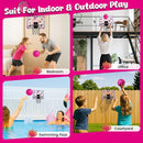 LovesTown Mini Indoor Basketball Hoop for Kids, Pink Basketball Hoops Over The Door with LED Lighting - 4 Balls - DIY Stickers, Great for Home, Dorms, Offices, and Gifts for Girls by TinyTreasures Baby Boutique