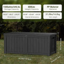 150 Gallon Lockable Resin Deck Box, Waterproof & UV-Resistant Outdoor Storage Box for Outdoor Cushion Storage, Garden Tools & Pool Accessories Storage, Black by GreenHaven Gardens