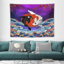 Houselerax Japanese Koi Fish Tapestry, Yin Yang Big Wave Cherry Blossom Tapestries Wall Hanging for Bedroom Living Room Office Decor 80"x60" by CozyNest Decor