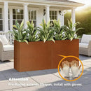 Galvanized Steel Metallic Heavy Planter for Outdoor Plants Metal Outdoor Planter Spliced Flower Box with Partitions for Outside,Indoor,Garden (Corten, 30 * 12 * 24) by CozyNest Decor