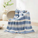 Snuggle Sac Knitted Throw Blanket for Couch, Reversible Super Soft Microfiber Blankets Warm Cozy Knit Fuzzy Plush Lightweight Throws for Sofa, Bed, Camping, Picnic, Stripe Blue, 50 x 60 inches by TinyTreasures Baby Boutique