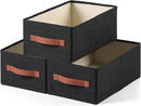 linen closet organizers and storage, 3 Pack Large Storage Baskets, Washable, Clothing Storage Bins with Handle, Closet Organizer for Storage Sweater,Sheets (Black, 16"x9½"x6¾") by CozyNest Decor