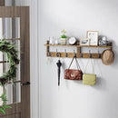 Coat Rack with Shelf Wall Mount, Entryway Bamboo Hanging Shelf, Set of 2, Wall Hook Rail for Hallway Décor, Storage Clothe, Hat, Robe, Key, Dog Leash (Walnut) by CozyNest Decor