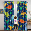 Cartoon Dinosaur Blackout Curtain Panels Curtains Blue Curtains for Boys Bedroom Grommet Top Window Treatment 2 Panels Drapes Kids Room Decor Navy Blue Curtains 84 Inch Length, 82" x 84" by TinyTreasures Baby Boutique