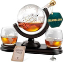 Globe Whiskey Decanter Gift Set by Royal Reserve | Etched World Map Globe Decanter 29 oz 850 ml with Glasses for Bourbon, Liquor – Whiskey Gifts for Men Dad Boyfriend Husband by CozyNest Decor