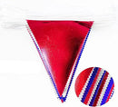 Red Blue Silver Party Decorations Metallic Fabric Triangle Pennant Banner Flag Bunting Garland for Graduations 4th of July American USA National Day Patriotic Veterans Birthday Outdoor Party Supplies by GreenHaven Gardens