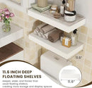 Deep Floating Shelves, 24''W x 12''D Floating Shelves White Set of 2, 12 Inch Deep Large Wood Shelves for Books Living Room Bathroom Laundry Room Bedroom Kitchen Home Office - White by CozyNest Decor