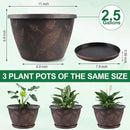 11 inch Plant Pot, 3 Pack Large Pots for Plants, Flower Pots with Drainage Hole & Saucer, Modern Planters for Indoor Outdoor Plants, Decorative Plastic Garden Pots (Copper) by CozyNest Decor