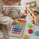 Shape Sorter - Wooden Xylophone and Montessori Number Puzzle Set for Babies - Educational Sorting Game with Storage Car for Toddlers by TinyTreasures Baby Boutique