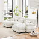 U Shaped Couch Sectional Couch, 3-Seater Cloud Couch Sectional Oversized Couch, Sofa Bed Couch with Round Bolster Armrests 5 Pillows, Modular Couch Home Sofa Living Room Couch(White) by CozyNest Decor