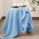 PHF 100% Cotton Waffle Weave Throw Blanket, Soft Lightweight Breathable Cozy Summer Throws for Couch Bed Sofa, Luxury Aesthetic Woven Blanket for Home Decor & Office, 50"x60", Sky Blue by CozyNest Decor