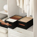 linen closet organizers and storage, 3 Pack Large Storage Baskets, Washable, Clothing Storage Bins with Handle, Closet Organizer for Storage Sweater,Sheets (Black, 18½"x11"x8½") by CozyNest Decor