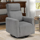 CANMOV Swivel Rocker Chair for Nursery, Swivel Accent Chair with High Back and Arms, Corduroy Glider Chair for Living Room Bedroom Nursery, Grey by TinyTreasures Baby Boutique