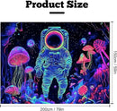 BVBOX Astronaut Space Blacklight Tapestry 79"x59", UV Reactive Astronaut Mushroom Forest Universe Galaxy Planet Glow in Dark Tapestries, Black Light Neon Upright Poster Wall Hanging Backdrop Decor for Bedroom Living Room by CozyNest Decor