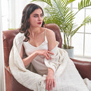 inhand Knitted Throw Blankets for Couch and Bed, Soft Cozy Knit Blanket with Tassel, Off White Lightweight Decorative Blankets and Throws, Farmhouse Warm Woven Blanket for Men and Women, 60"x80" by CozyNest Decor