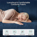 LINSY HOME Sectional Sleeper Sofa with Pull Out Couch Bed - Convertible Plush Corduroy Cloud Couch with Storage Chaise & USB Charging, Comfy L Shaped Modular Couches for Living Room Apartment, Blue by CozyNest Decor