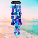 Bellaa 20414 Wind Chimes Outdoor, Garden Decorations, Musical, Indoor/Outside Windchimes, Beach, Ocean Breeze, Gifts for Mom, Gift for All Occasions, Capiz Sea Glass Shells Wood Purple 27 inch by CozyNest Decor